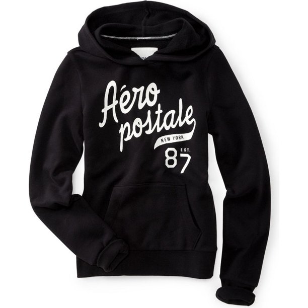 Sudadera con capucha para mujer Aeropostale Aero Ny Popover Negro Pequeño