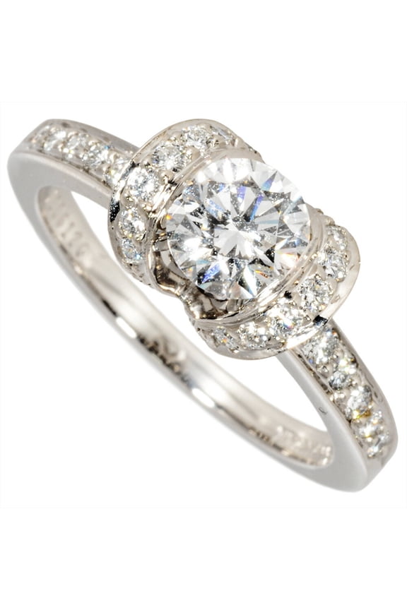 Pre-Owned Tiffany & Co. Ribbon Engagement Ring with 0.61ct Diamond, Approximately Size 11,...