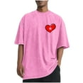 thumbnail image 3 of RKSTN Men's Valentine's Day T Shirts Oversized Crewneck Cotton Valentine Print Short Sleeves Shirts Tops Mens Casual Solid Round Neck Sport Washed Distressed T-Shirt Loose Comfy Tee Shirts Blouses, 3 of 6