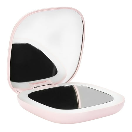 Lighting Ever Double Side 1x 2x Handheld Magnifying Mirror With Light Dimmable Led Makeup For Beauty Cosmetic