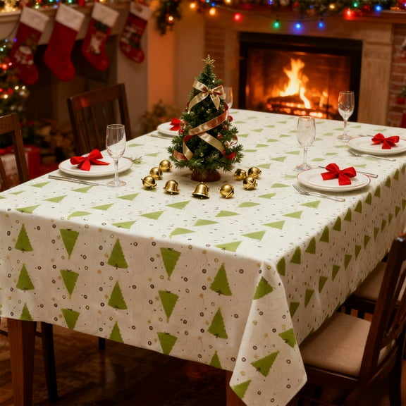 Plastic Table Cloth Christmas Tablecloth Snowflake Party Decoration Suitable For Christmas Party Decoration Christmas Decor Rectangle Tablecloths