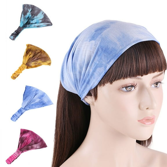 SPRING PARK Women Boho Tie Dye Wide Elastic Stretchy Fitness HairBand Running Headband Sports Headwrap