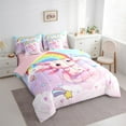 thumbnail image 3 of Castle Fairy Cartoon Axolotl Girl 7-Piece Twin Bedding Sets,Cute Rainbow Bedding Comforter Set,Stars Print Breathable Sheet Sets,Breathable Home Decor, 3 of 9