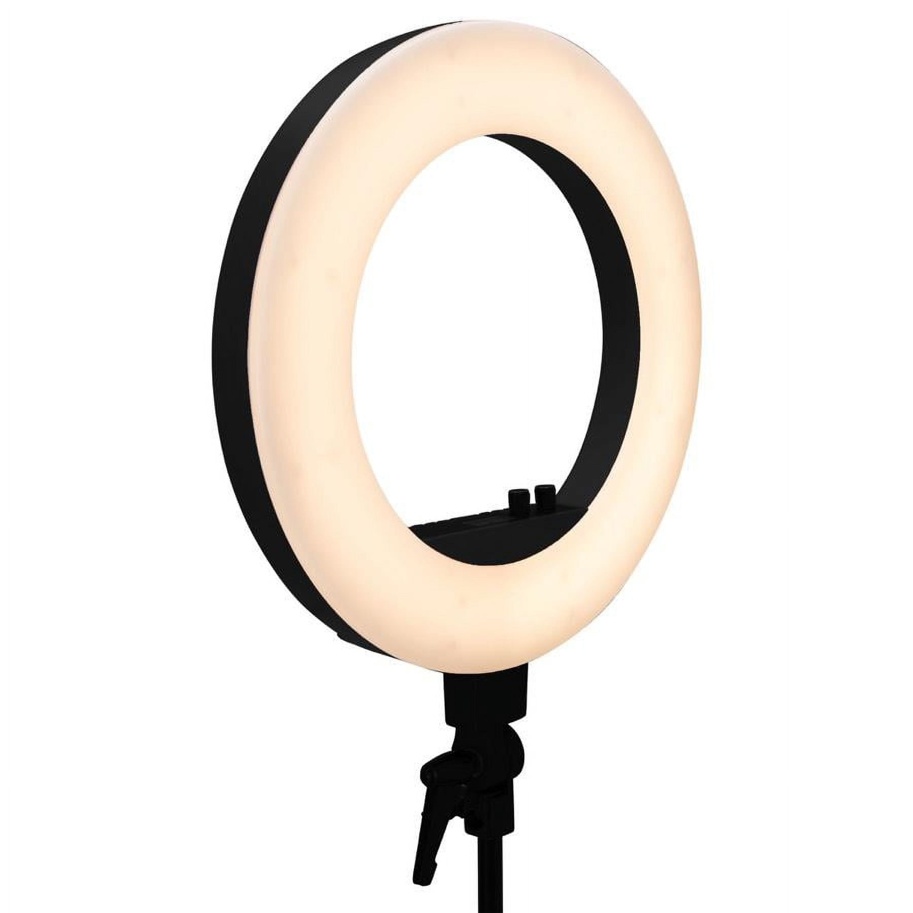 Impressions Vanity 18 Inch DuoTone LED Vanity Studio Ring Light with Stand, Accessories (Black)