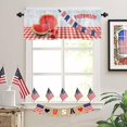 thumbnail image 3 of limua 4th of July Valances Curtain American Flag Fruit Watermelon Patriotic Curtain for Kitchen Windows Red Plaid Window Curtain for Independence Day, Memorial Day and Veterans Day 54x18 Inch, 3 of 6