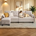 thumbnail image 3 of Pingliang Home Convertible Sectional Sofa with Storage Ottoman and Side Storage Pockets,Modern 4 Seat L Shaped Couch with 19.3" Seat Depth for Living Room Office Apartment Studio,Beige, 3 of 14