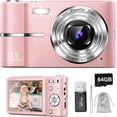 thumbnail image 1 of Cámara Digital, Camaras Fotografíacas, Digital Camara Vintage HD 1080P 50MP, Cámara de Video con Tarjeta 64GB, Enfoque Automático con Zoom 16X, 2.5'' Mini Camara para Niños y Niñas Plateado,Rosa, 1 of 15