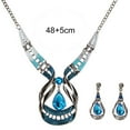 thumbnail image 5 of 2Pcs/Set Exaggerated Noble Beautiful Necklace Earrings Set Water Drop Faux Gem Pendant Necklace Earrings Jewelry Accessory, 5 of 8