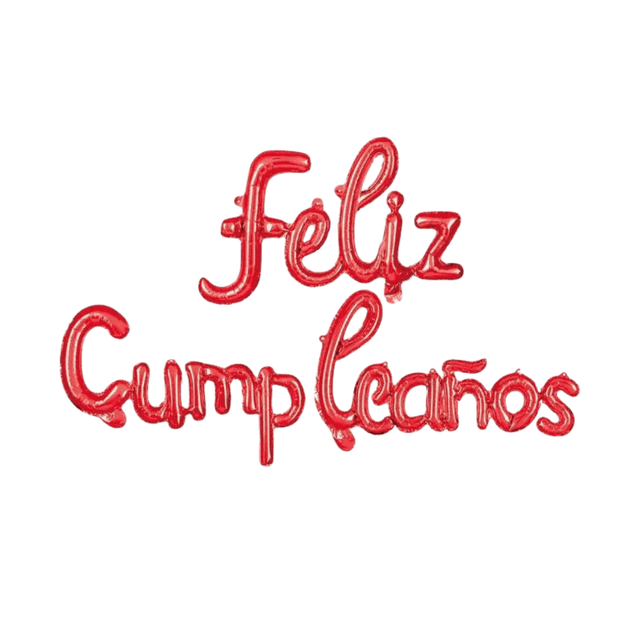 Kit de globos metálicos con letras cursivas Feliz Cumpleaños color Rojo