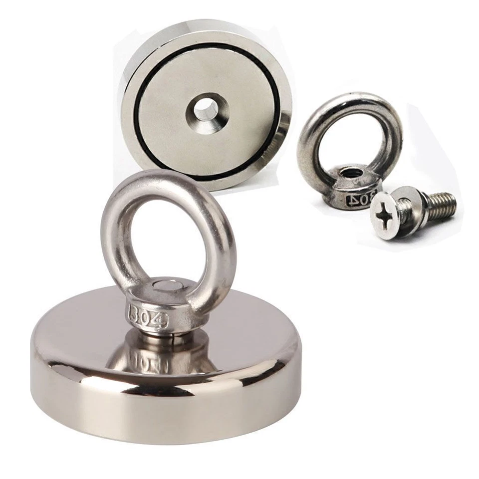 400Lbs Pull Force Fishing Magnet Strong Neodymium Treasure Hunt Us