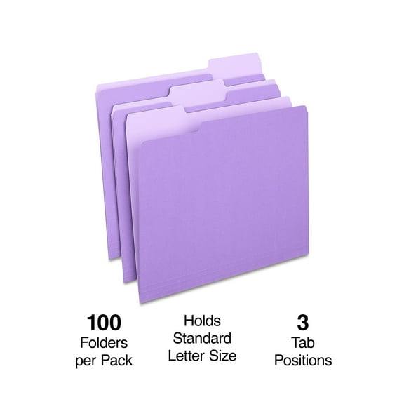 Staples File Folders 1/3 Cut Letter Size Purple 200/Carton ST535559-CCVS