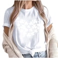 thumbnail image 1 of Camiseta de Manga Corta de Cuello Redondo Impresa de Primavera Superior de las Mujeres, Mezcla Ligera de Poliéster para Uso Diario Y de Fiesta Casual, 1 of 1