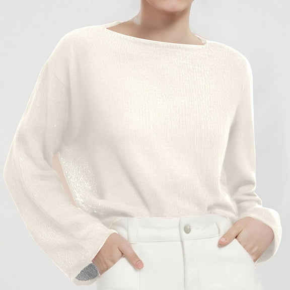 SNKSDGM Easter Shirt Summer Tops Plus Size Women Trendy Spring And Summer New Female Thin Large Round Neck Trumpet Sleeve Knitted T Shirt Shirts for Women Trendy