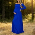 thumbnail image 4 of QHFBli Maternity Off Shoulder Long Sleeve Fitted Gown Maxi Chiffon Dress for Photo Shoot Baby Shower, 4 of 5