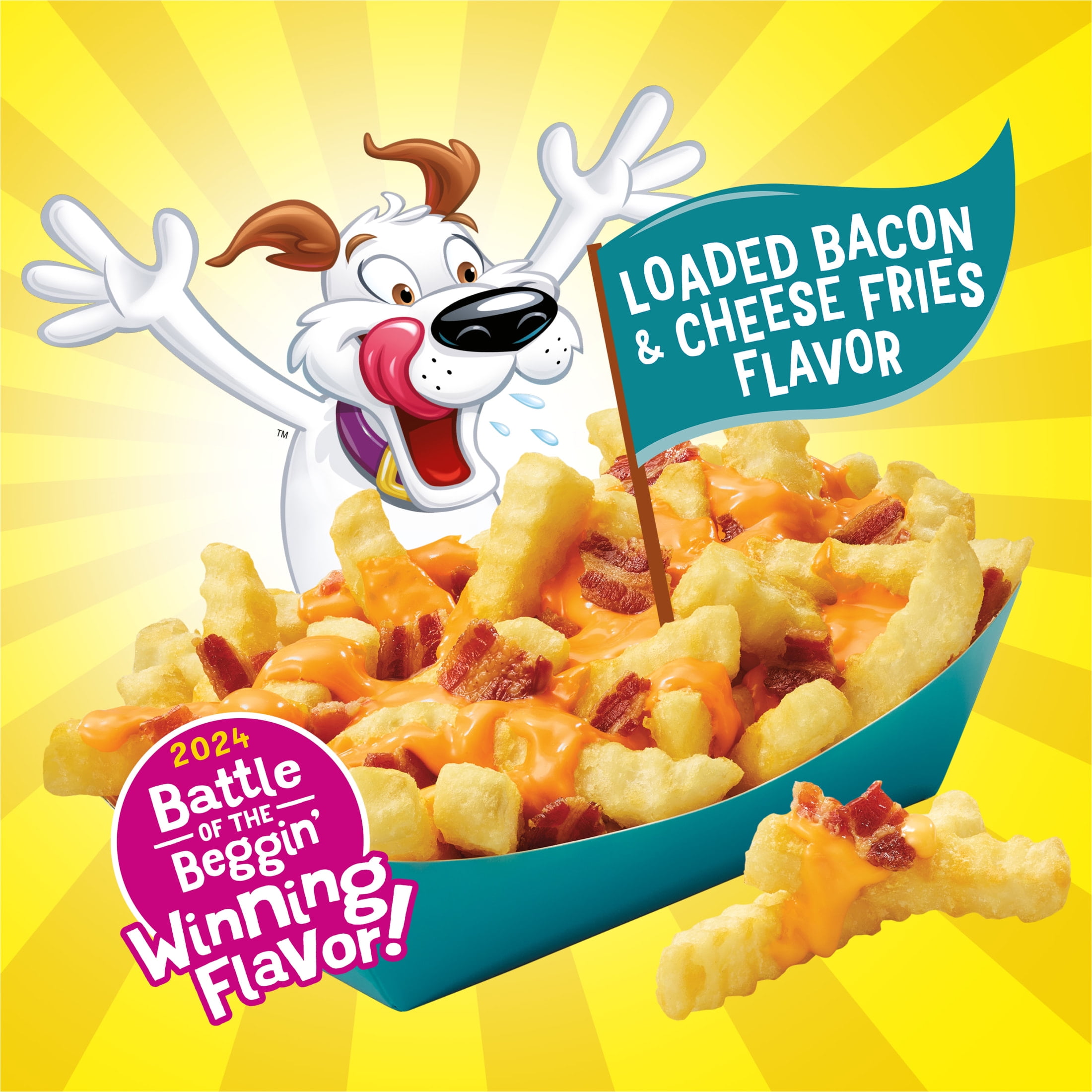Purina Beggin’ Loaded Bacon and Cheese Fries Flavor Treats for Dogs, 25 oz Pouch