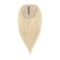 thumbnail image 3 of MY-LADY Clip in Hair Topper 100% Remy Human Extensions Women Toupee Silk Base Hairpiece with Bangs for Loss Hair #613 Bleach Blonde 12", 3 of 9
