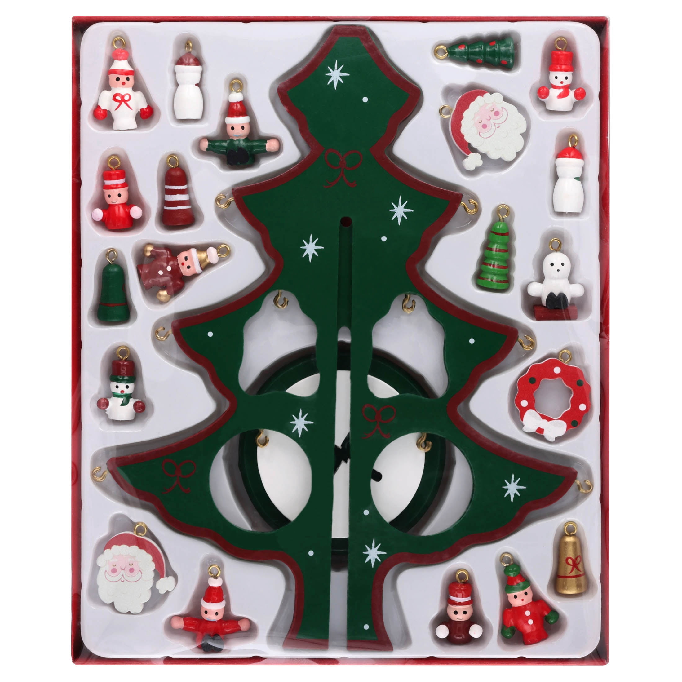 Mini Wood Tree with Ornaments Christmas Decoration, Multicolor, 9", by Holiday Time