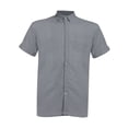 thumbnail image 3 of Calsunbaby Men Cotton Linen Short Sleeve Solid Shirts Casual Dress Tops Gray L, 3 of 8