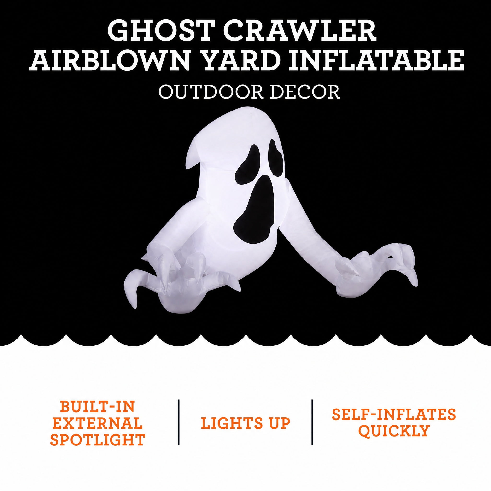 Ghost Crawler Airblown Yard Inflatable, Black and White, 4', Halloween by Way To Celebrate