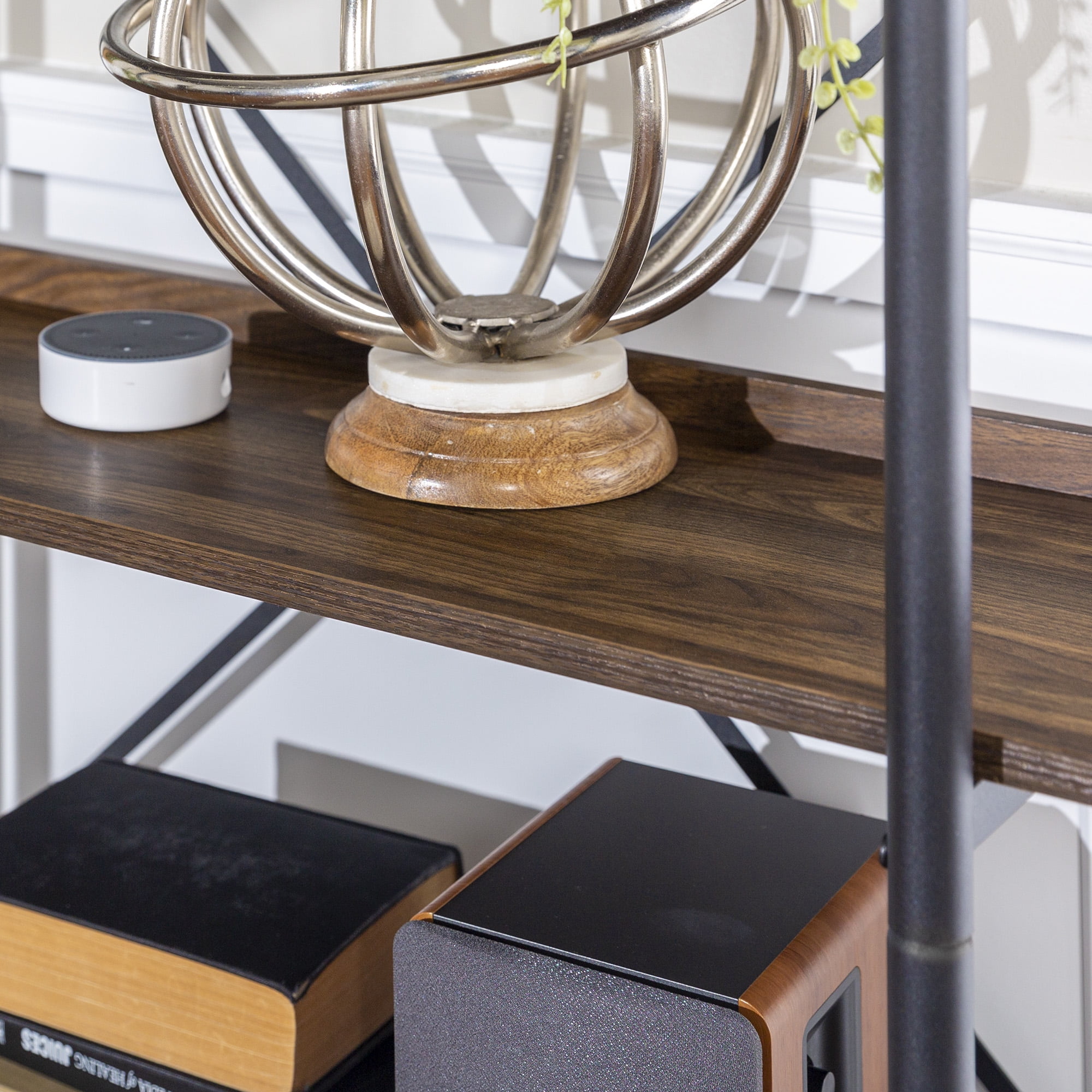Woven Paths Urban Pipe Rustic Industrial Bookshelf, Dark Walnut