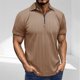 thumbnail image 2 of Blusa de Manga Corta para Hombre Bloque Botones de Color Turndown Collar Superior, Mezcla Transpirable de Rayón Poliéster para Al Aire Libre, 2 of 7