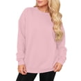 thumbnail image 7 of Womens Crew Neck Sweatshirts Long Sleeve Fall Casual Basic Pullover Loose Fit Top Sweatshirt Fashion Pink 2XL, 7 of 7