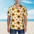 thumbnail image 2 of Gaeub Sunflowers And Bee Print Men's Hawaiian Shirt,Button Down Short Sleeves Shirts,Tropical Beach Casual Button Down Shirts,X-Large, 2 of 7