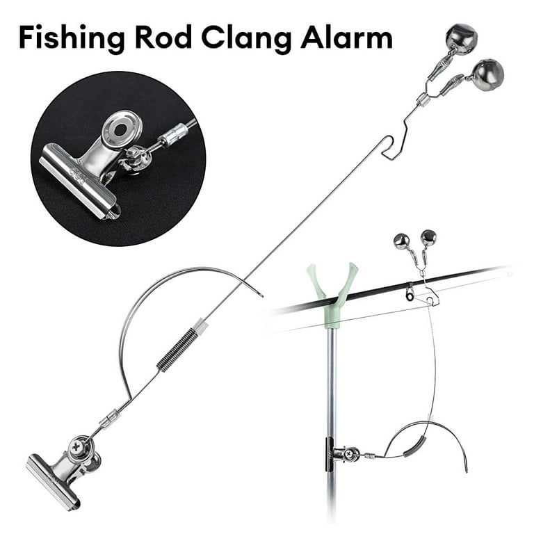 Occkic Fishing Rod Alarm Loud Dual Alert Bells Fishing Bells Clips for Fish  Strike Silver Tone Stainless Steel Fishing Bell 