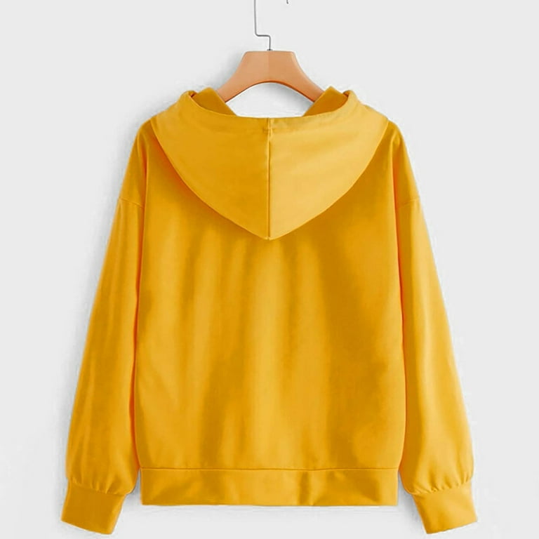NIEWTR Womens Hoodies Couple Hoodies Sweatshirts Graphic Yellow L