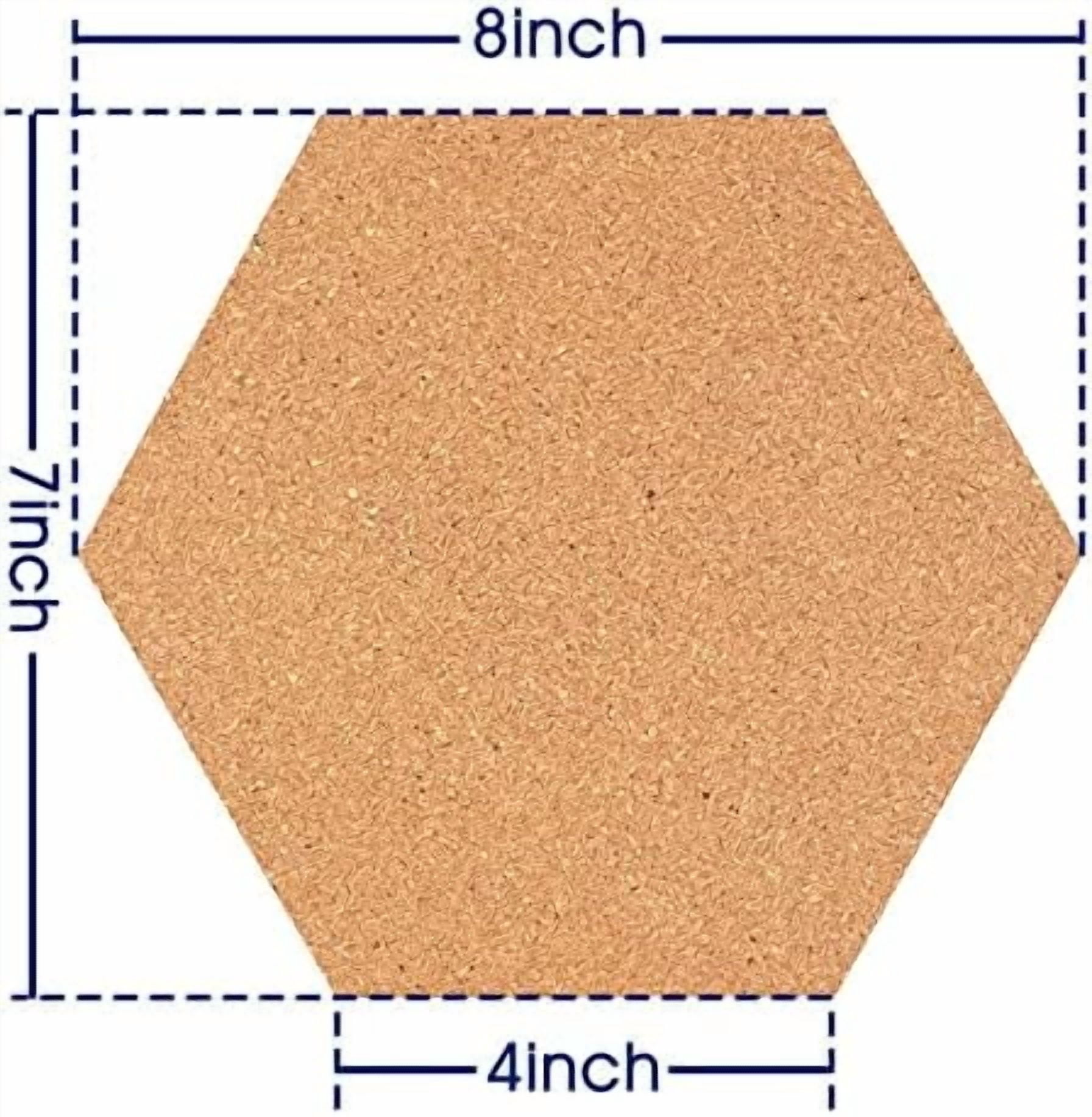 10 Pack Cork Bulletin Board Hexagon - Decorative Display Boards, 1/2" Thick Self-Adhesive Cork Board Tiles for Home Office Decor, School Message Board (10 Pcs)