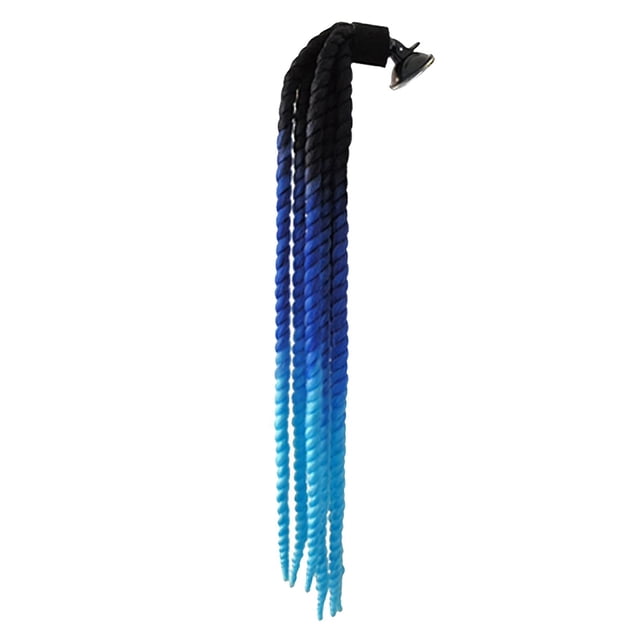 Trenzas para casco de moto, 60 cm, con gradiente de cola de caballo y rampa, para casco de moto Negro lago azul