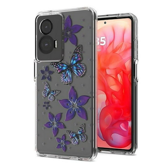 Butterfly Series Dual Layer Transparent Hybrid Case for Motorola Moto G Power 2025 - Purple