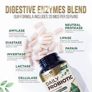 Probiotics - 10 Strains + Prebiotics, 50 Billion CFU per Serving - Digestive Health, Gut & Immune Support - Occasional Constipation, Gas & Bloating Support for Women & Men, Bottled USA - 60 Capsules