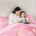 thumbnail image 4 of Homewish Number 9 7-Piece Bedding Comforter Set,Personalized Birthday King Bedding Sets,Pink Lovely Bow Knot Bed Sheets For Girls,Luxury Bedroom Decor Reversible, 4 of 8