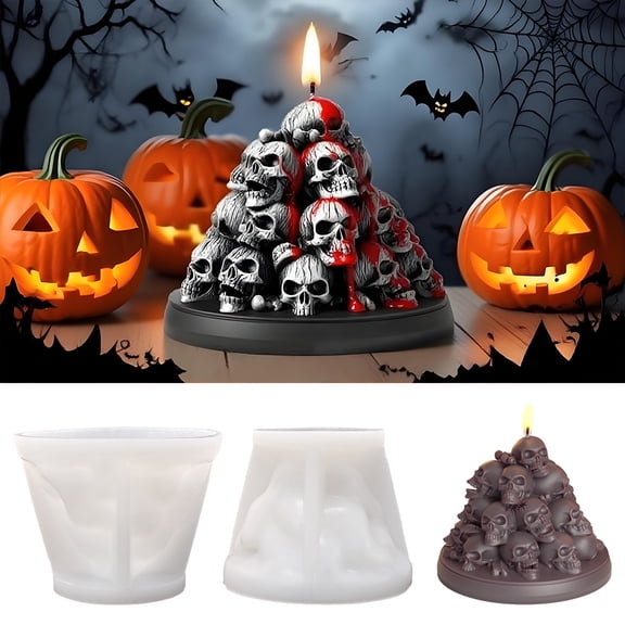 Skull Pumpkin Candle Molds, 3D Pumpkin Silicone Molds for Candles Wax Soap Epoxy Resin Casting Thanksgiving Halloween DIY Art Gifts Home Decor