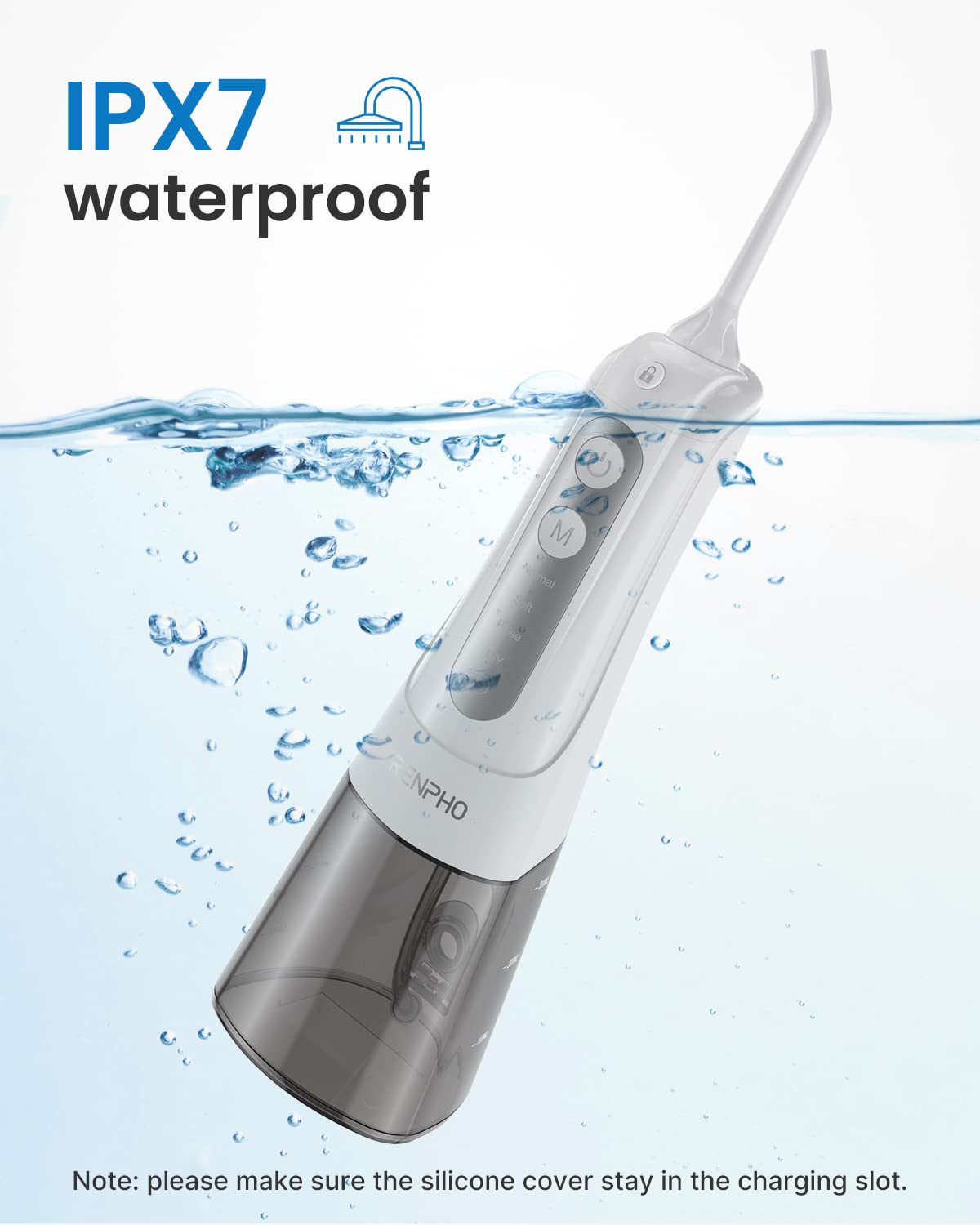 RENPHO Portable Rechargeable Water Flosser Oral Irrigator, White - image 4 of 8