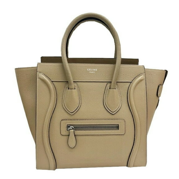 Pre-Owned CELINE Luggage Micro Shopper Leather Greige Handbag Tote Bag Women's (Good)