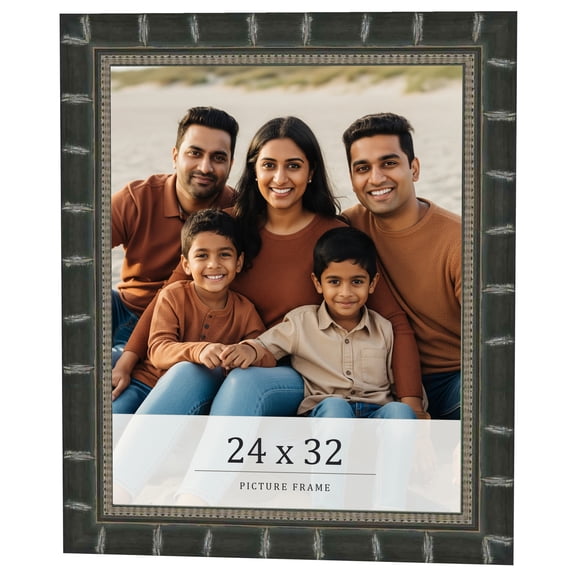 24x32 Frame Black Bamboo Solid Wood Picture Frame Width 1.5 Inches | Interior Frame Depth 0.5