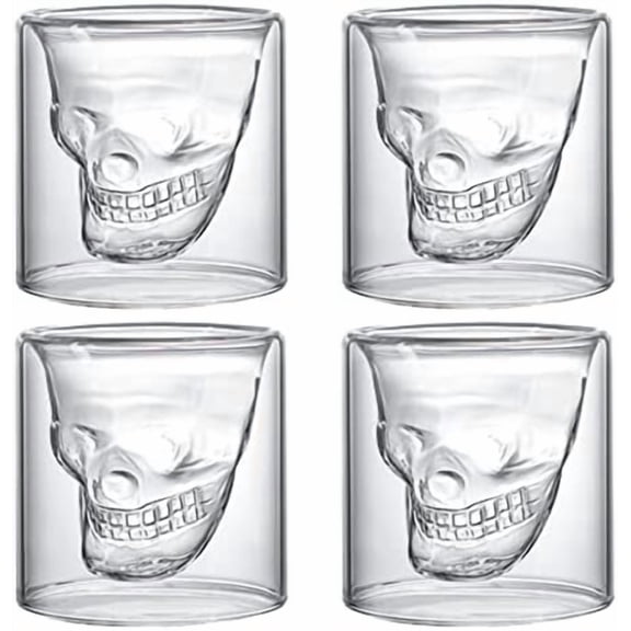skull cup, skull shot glass, Party Drinking Whiskey Brandy Liquor Decor 75 ML/2.64oz Set of 4$$Home Decor, Kitchen, & Other