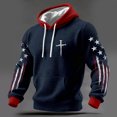 thumbnail image 3 of ZVNAΖH Men's Grid Knit Hoodie, Long Sleeve Plaid Textured Pullover with Front Pocket, Printed Casual Hooded Sweatshirt for Fall, Winter, S-4XL, 3 of 3