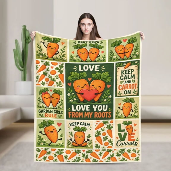 Carrot Blanket Cute Garden Design Gifts for Garden Lovers Spring Kitchen Home Decor 50x40 in
