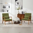 thumbnail image 3 of Miniyam Modern Velvet Accent Chair, Solid Wood Lounge Reading Armchair With One Pillow for Living Room, Bedroom, Guest Room, Green, 3 of 11