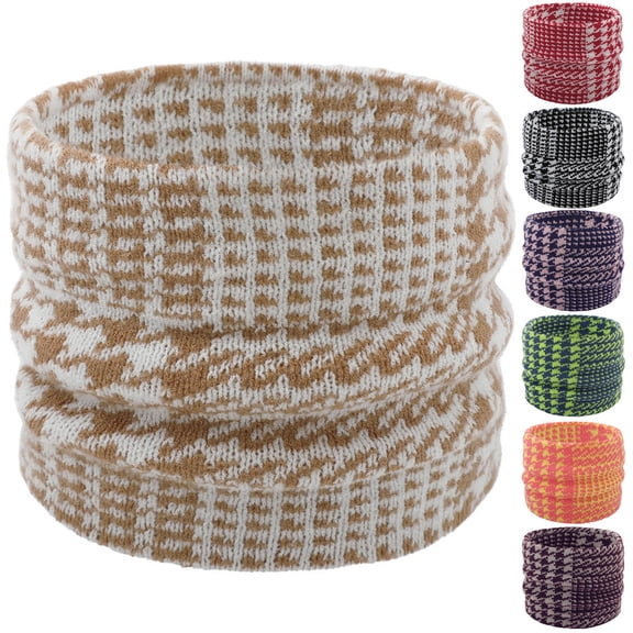 Gymayou Plaid Knit Neck Gaiter for Men Women Double Layer Loose Tube Neck Warmer Fashion Checkered Neck Cover Breathable Warm Outdoor Neck Scarf