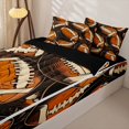 thumbnail image 3 of Homewish Retro Football Pattern Zipper Full Size Comforter Sets with Fitted Sheet and 2 Pillowcases, Vintage Sports Zipper Bedding Set for Men and Boys, Black Reversible, 4-Piece, 3 of 6