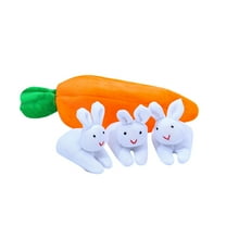 Easter Bunny Stuffed Animal Hide-and-Seek Three Bunnies in Carrot Pouch Easter Bunny Plush Hidden Bunny Rabbit Doll Zip Up Carrot Bunny Purse Easter Toy for Kids