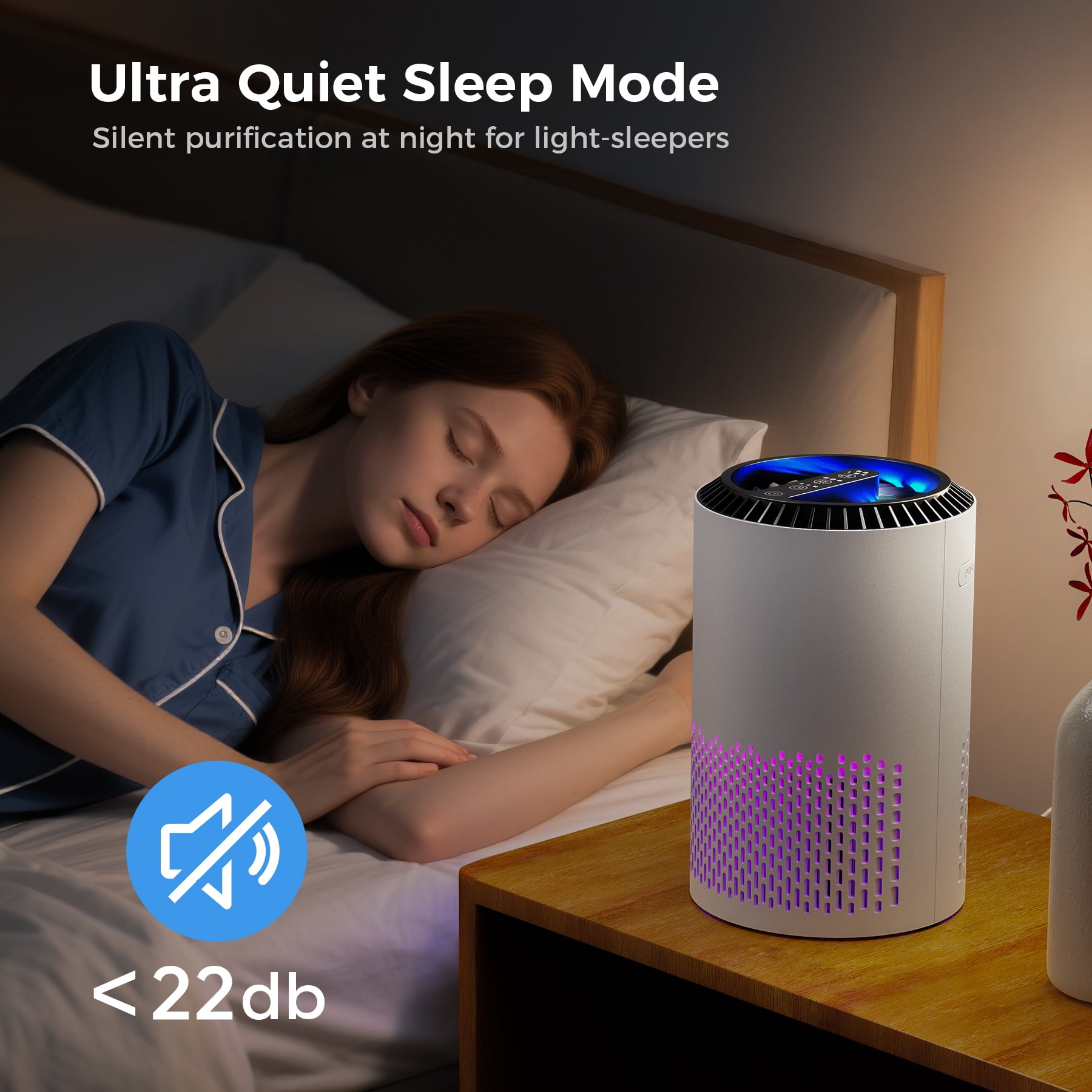 ALROCKET HEPA Air Purifier with Light Extra Large Room 350 Sq. ft, White
