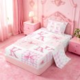 thumbnail image 2 of meiyoeat Cute Coquette Bow Twin Sheets For Kids,Pink Bowknot Initial Letter K Bedding,3-Piece, 2 of 6