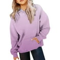 thumbnail image 3 of Trendy Loose Fit Hooded Sweatshirt Gradient Color Long Sleeve Pullover Comfy Sweatshirt with Pocket Activewear Hoodie Teen Girl Clothes 9-10 Years, 3 of 5