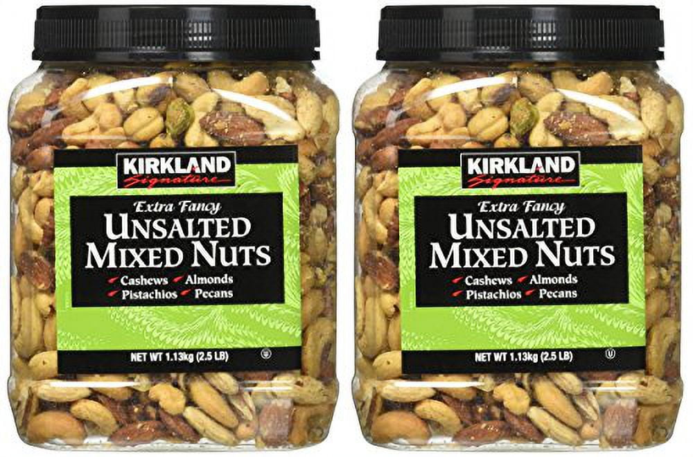 Kirkland Signature Extra Fancy Unsalted Mixed Nuts 2.5 (LB) (Pack of 2, Totaling 5 Pounds)