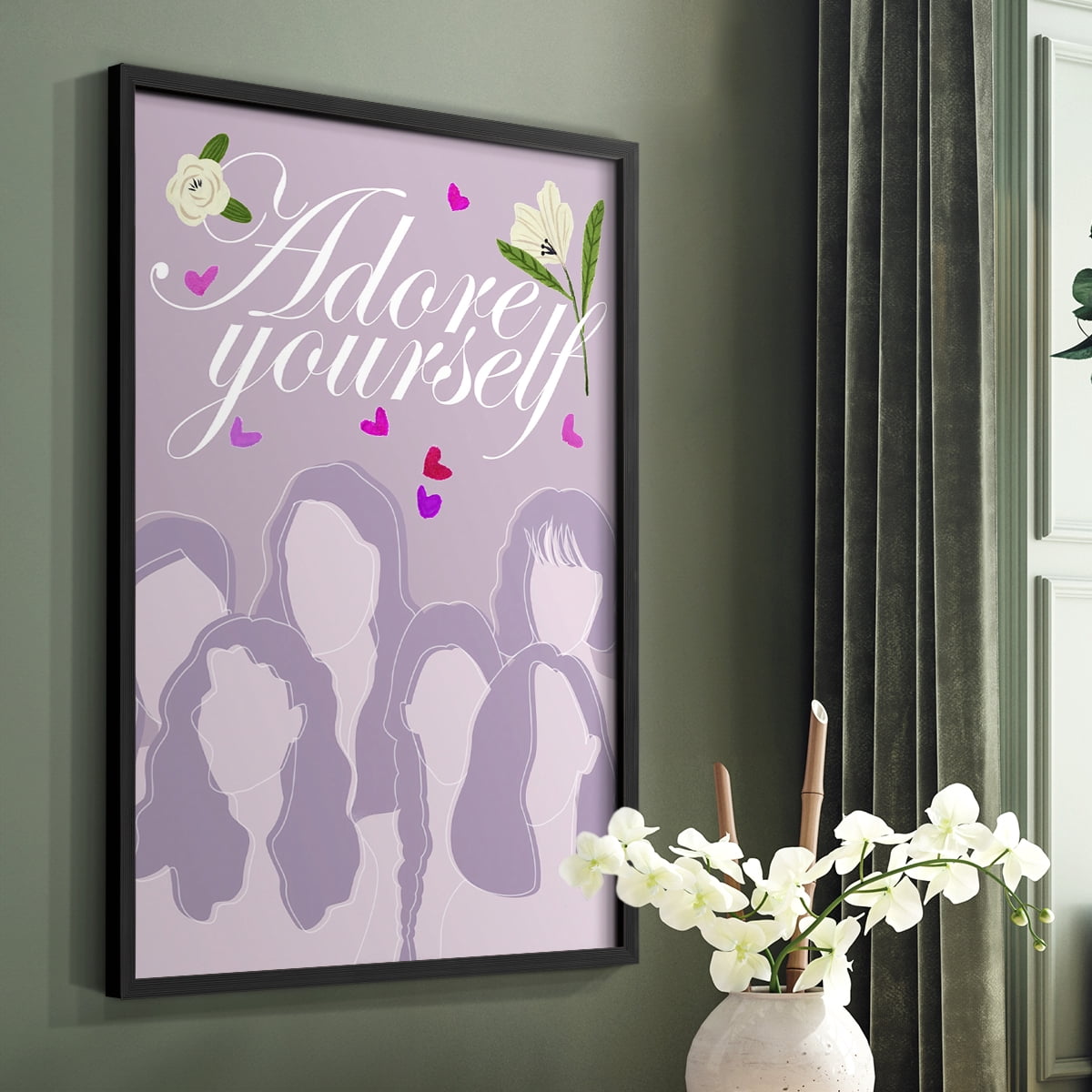 Happy Galentine's Day Collection B Framed Print in Black Solid Wood Framed Print No Nail Hanging